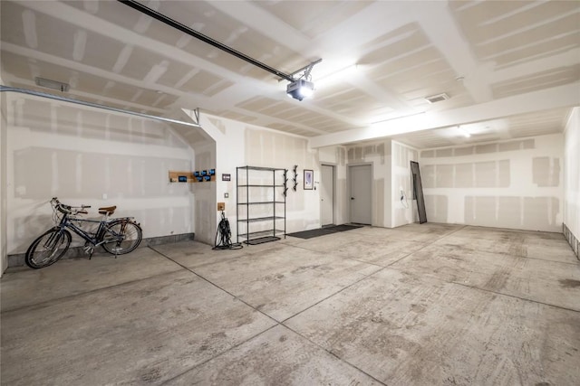 garage with a garage door opener