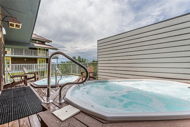 wooden terrace with hot tub deck surround