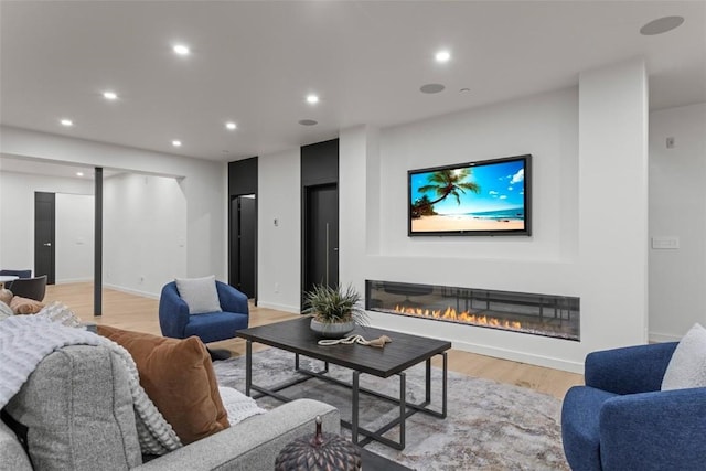 living room featuring light hardwood / wood-style flooring