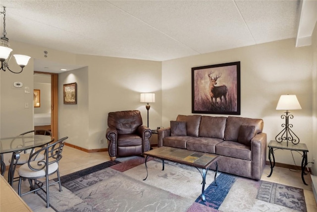 view of tiled living room