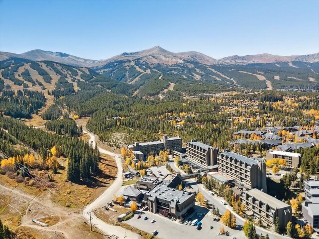 aerial view with a mountain view