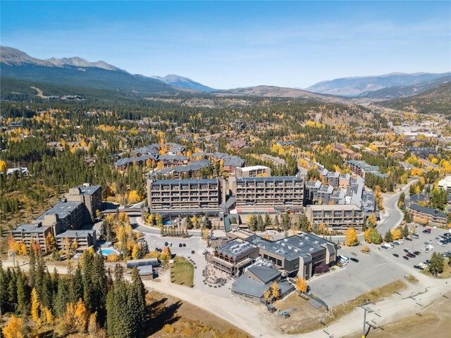 birds eye view of property featuring a mountain view