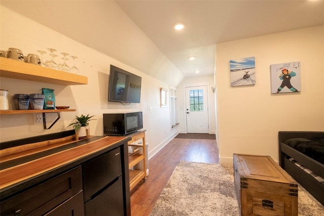 44255 Diamondback Way, Steamboat Springs, CO 80487 - living area featuring dark wood finished floors and recessed lighting