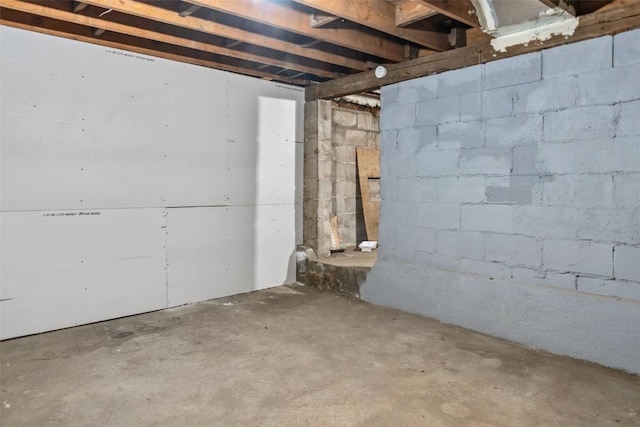 view of unfinished basement
