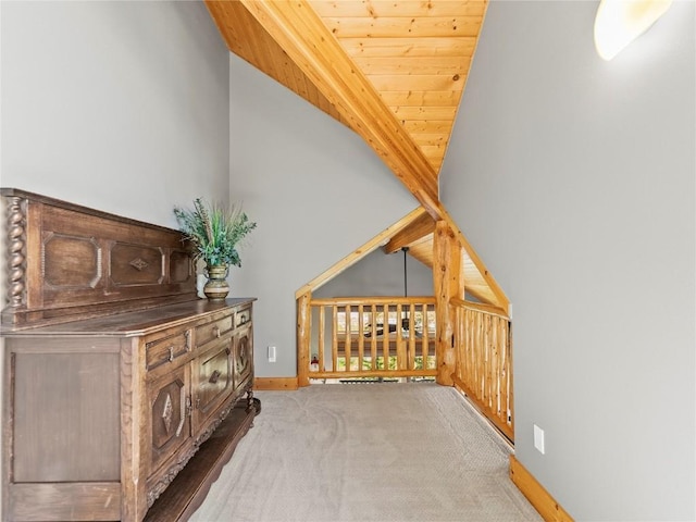 89 Emerald Rd, Silverthorne, CO 80498 - living area with carpet floors, vaulted ceiling, and wooden ceiling