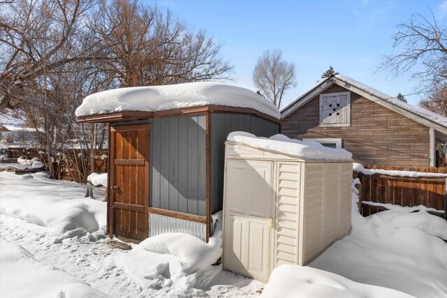 view of snow covered structure