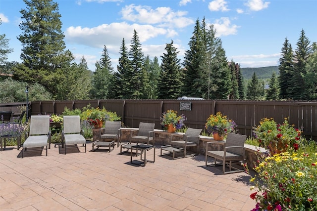 view of patio with a fenced backyard