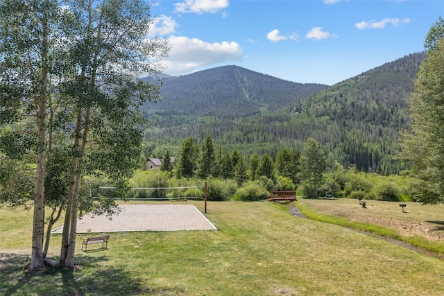view of mountain feature featuring a wooded view