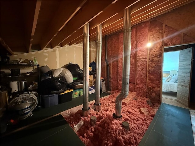 view of unfinished attic