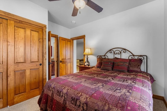 2137 Overlook Ln Unit 104, Steamboat Springs, CO 80487 - bedroom with light carpet and ceiling fan