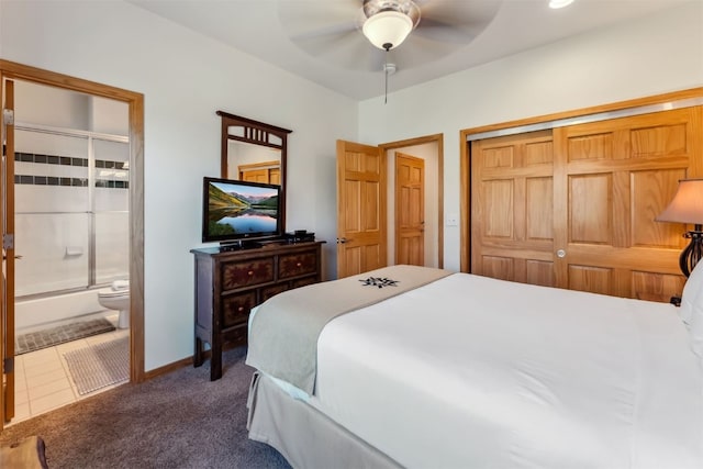 502 Northstar Dr Unit 1947, Keystone, CO 80435 - bedroom featuring carpet flooring, ensuite bathroom, a ceiling fan, a closet, and baseboards
