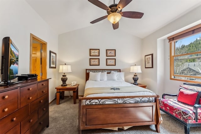 502 Northstar Dr Unit 1947, Keystone, CO 80435 - carpeted bedroom with lofted ceiling and ceiling fan