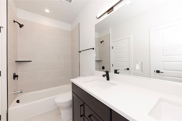 35 Argentine Ct Unit 307, Keystone, CO 80435 - bathroom featuring double vanity, tub / shower combination, recessed lighting, and tile patterned flooring