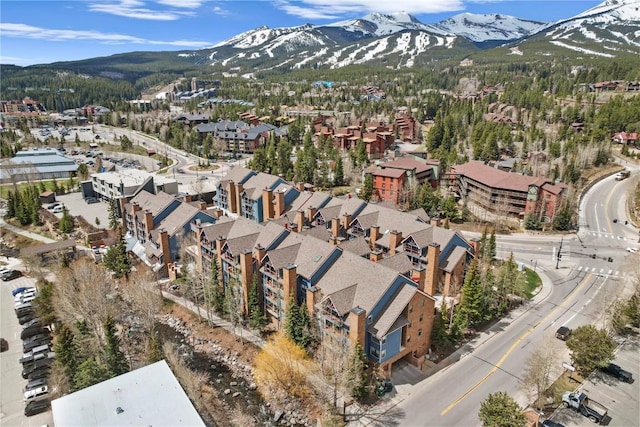100 S Park Ave Unit E312, Breckenridge, CO 80424 - aerial view of property and surrounding area featuring a mountain backdrop