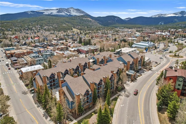 100 S Park Ave Unit E312, Breckenridge, CO 80424 - aerial overview of property's location featuring mountains and nearby suburban area
