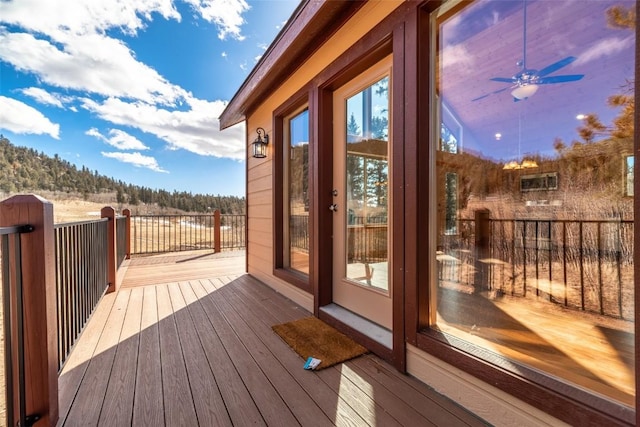 deck featuring a ceiling fan