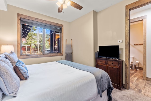 102 Lake Ridge Cir Unit 1887, Keystone, CO 80435 - bedroom featuring a ceiling fan and light wood-type flooring