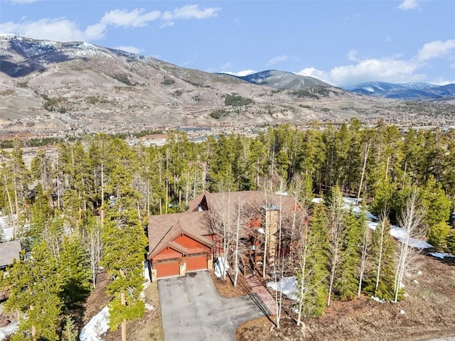 drone / aerial view with a mountain view