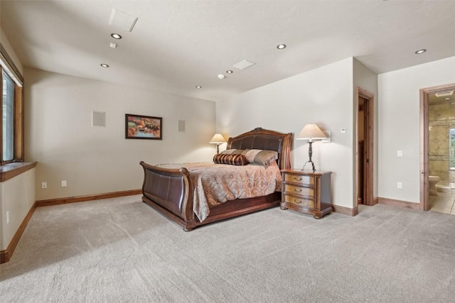 17 James Ct, Dillon, CO 80435 - bedroom with light colored carpet, recessed lighting, and ensuite bath