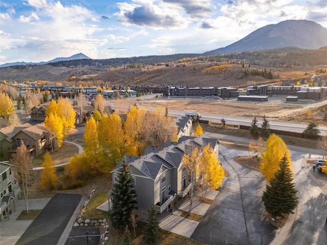 aerial view featuring a mountain view