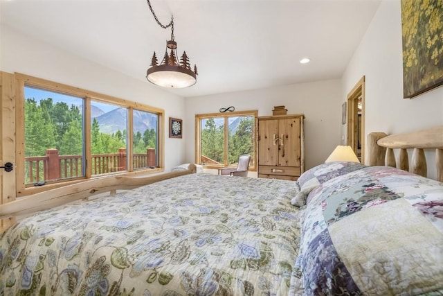 bedroom with a mountain view