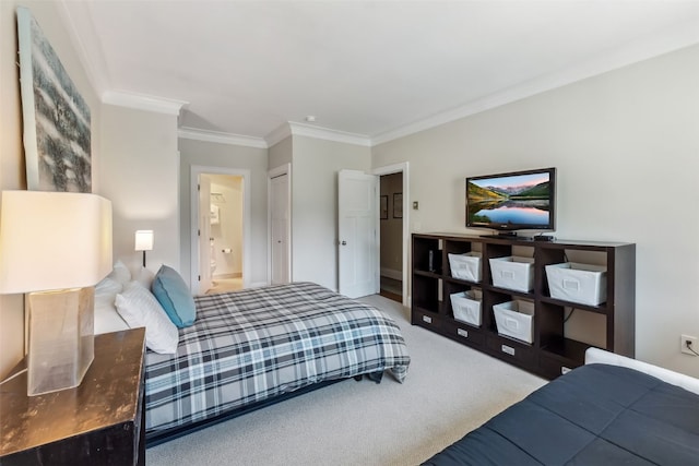 1207 W Keystone Rd Unit 2701, Keystone, CO 80435 - carpeted bedroom with ornamental molding and connected bathroom