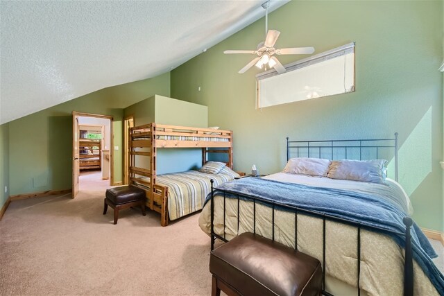 91795 Ryan Gulch Rd, Silverthorne, CO 80498 - bedroom featuring vaulted ceiling, carpet flooring, a textured ceiling, and baseboards