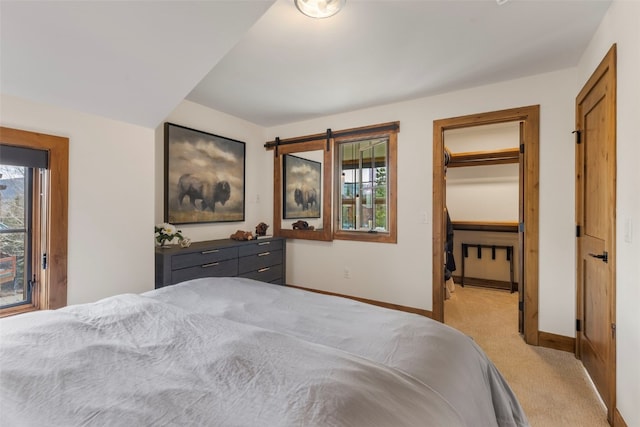 317 Granite St Unit 5, Frisco, CO 80443 - bedroom with baseboards, light colored carpet, multiple windows, and a walk in closet