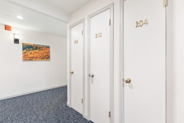 2883 Burgess Creek Rd Unit 203, Steamboat Springs, CO 80487 - hallway with carpet, recessed lighting, and baseboards