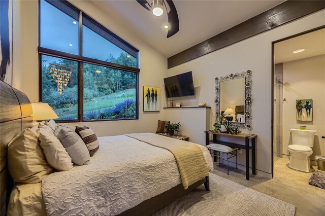 313 Raven Golf Ln, Silverthorne, CO 80498 - bedroom featuring carpet floors, ensuite bath, and a ceiling fan