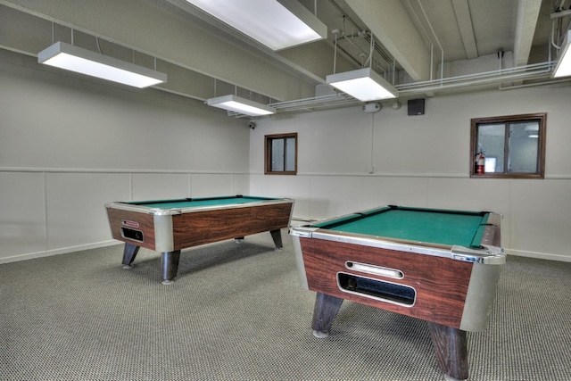 1133 Straight Creek Dr Unit 108, Dillon, CO 80435 - playroom with pool table, carpet, wainscoting, and a decorative wall
