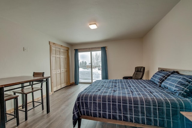 1133 Straight Creek Dr Unit 108, Dillon, CO 80435 - bedroom featuring wood finished floors and access to outside
