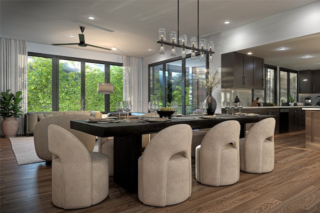2410 Ski Trail Ln Unit 701, Steamboat Springs, CO 80487 - dining space with recessed lighting, wood finished floors, and a ceiling fan