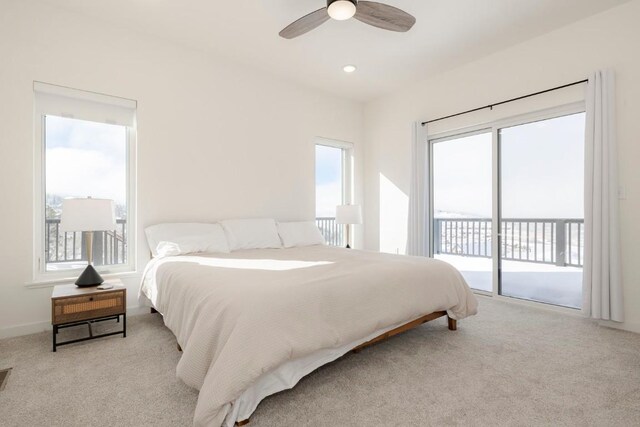 1110 Mt Neva Dr, Granby, CO 80446 - carpeted bedroom featuring a ceiling fan and access to outside