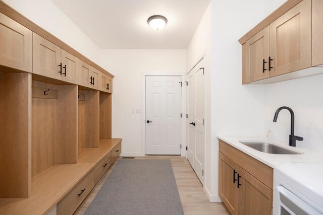 1110 Mt Neva Dr, Granby, CO 80446 - mudroom with light wood-type flooring and a sink