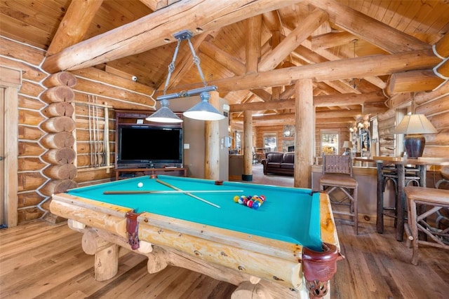 129 Tip Top Trl Unit 6543, Keystone, CO 80435 - rec room with wooden ceiling, rustic walls, beamed ceiling, and pool table