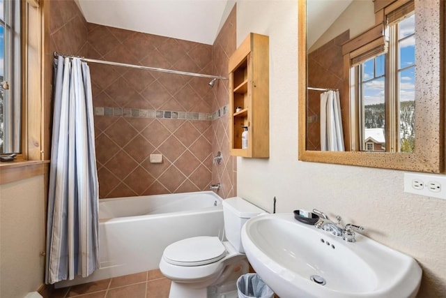 129 Tip Top Trl Unit 6543, Keystone, CO 80435 - full bathroom with shower / bath combination with curtain, tile patterned floors, toilet, and a sink