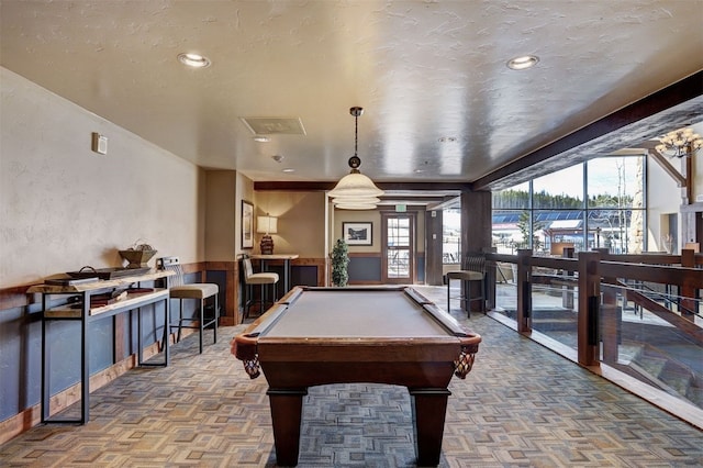 1891 Ski Hill Rd Unit 7404, Breckenridge, CO 80424 - playroom featuring pool table, baseboards, recessed lighting, and a wealth of natural light