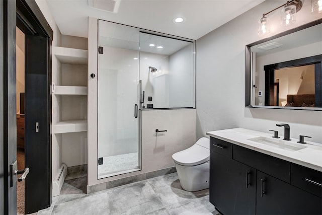 1891 Ski Hill Rd Unit 7404, Breckenridge, CO 80424 - full bath featuring visible vents, vanity, toilet, baseboards, and a stall shower