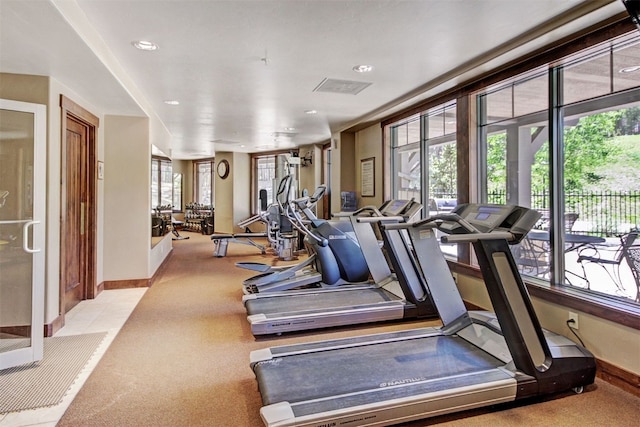 1891 Ski Hill Rd Unit 7404, Breckenridge, CO 80424 - gym featuring recessed lighting, baseboards, and light carpet