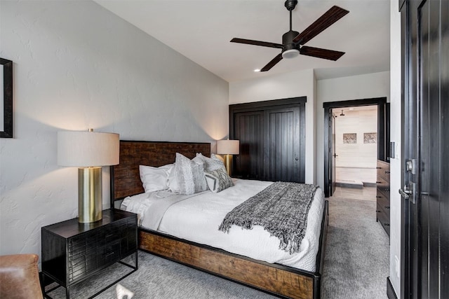 1891 Ski Hill Rd Unit 7404, Breckenridge, CO 80424 - bedroom featuring a ceiling fan and carpet