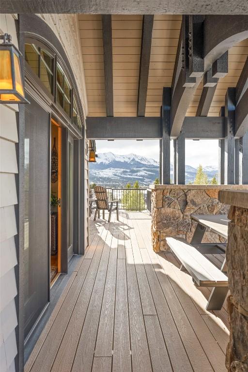 174 Sage Dr, Breckenridge, CO 80424 - wooden deck featuring a mountain view