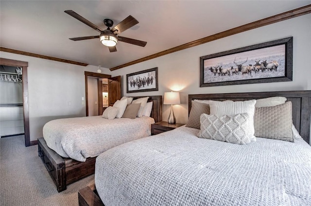 107 Ski Watch Rd Unit 432, Breckenridge, CO 80424 - carpeted bedroom with ornamental molding and a ceiling fan