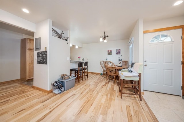 14 Redwood Ct Unit 14, Steamboat Springs, CO 80487 - foyer entrance with light wood-style flooring, electric panel, and recessed lighting