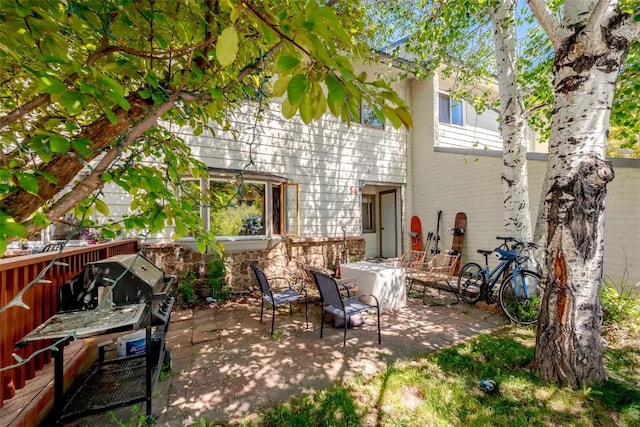 14 Redwood Ct Unit 14, Steamboat Springs, CO 80487 - rear view of house with a patio and stone siding