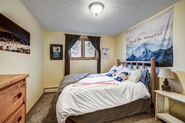 311 S High St Unit 108, Breckenridge, CO 80424 - bedroom featuring carpet flooring, a textured ceiling, and a baseboard heating unit