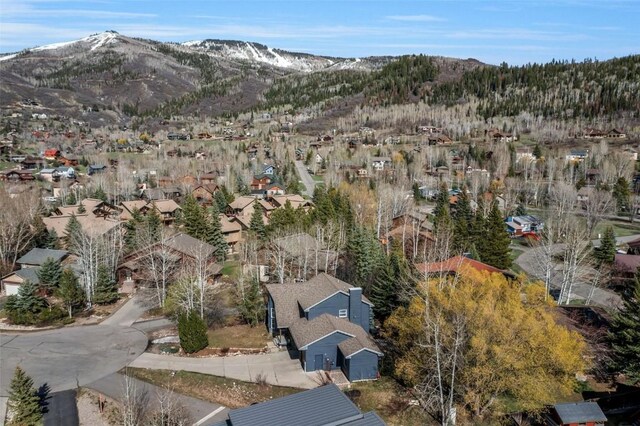 aerial view with a residential view and a mountain view