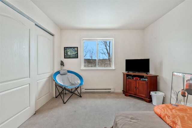 256 Harvest Dr Unit 256, Hayden, CO 81639 - living area with baseboard heating and light colored carpet