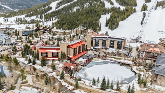189 Ten Mile Cir Unit 362, Copper Mountain, CO 80443 - snowy aerial view featuring a mountain view