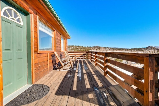 deck featuring a mountain view